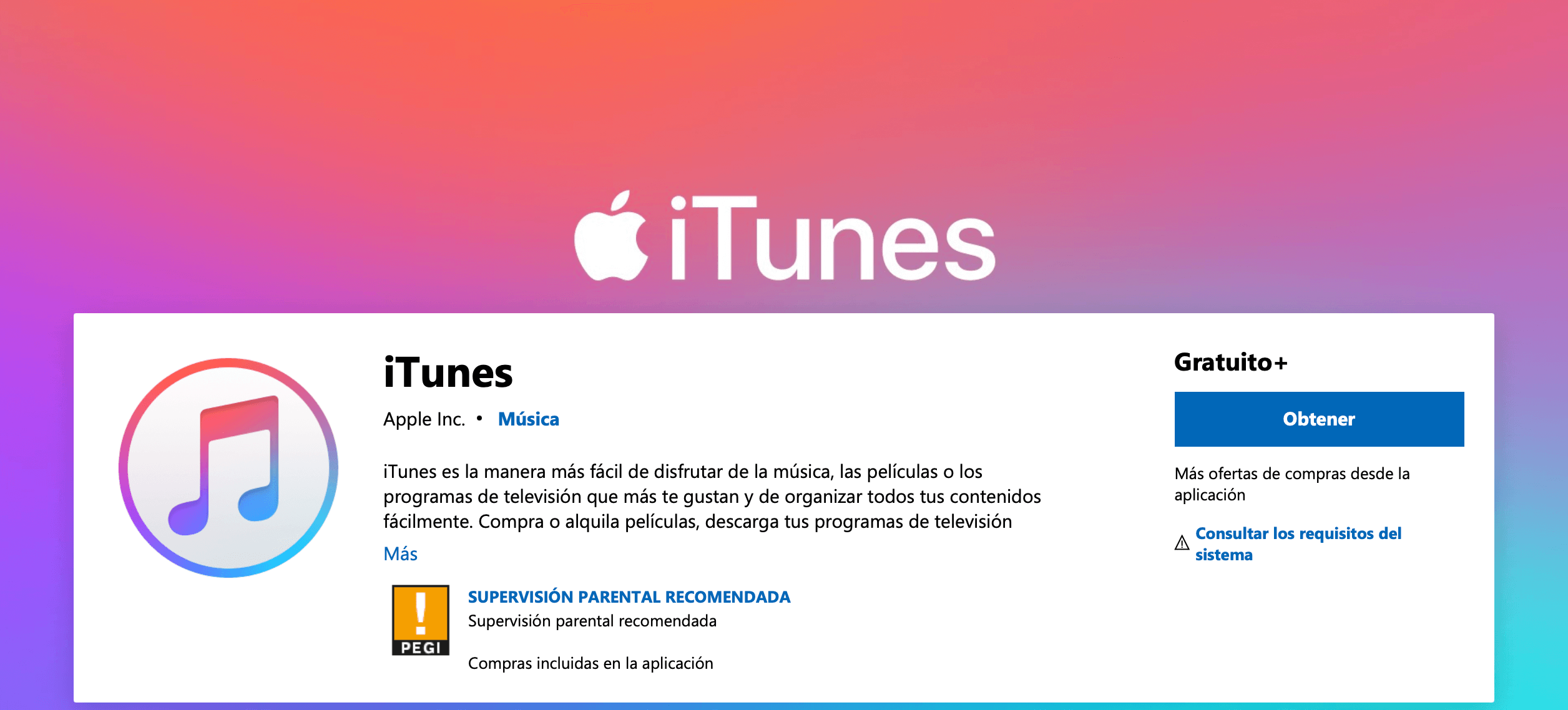 iTunes en la Microsoft Store iTunes en la Microsoft Store