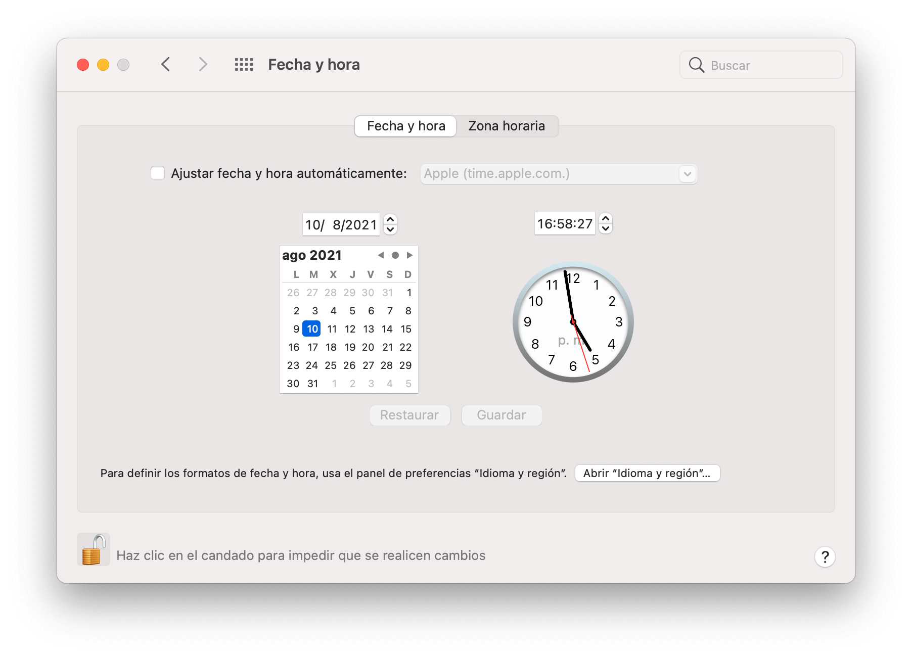 Cambiar manualmente la fecha y la hora en Mac Cambiar manualmente la fecha y la hora en Mac