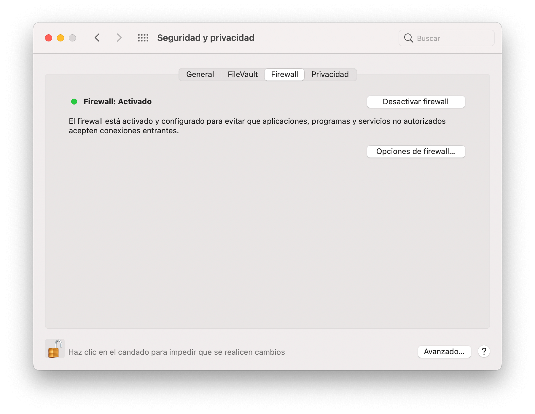 Activar Firewall en macOS Activar Firewall en macOS