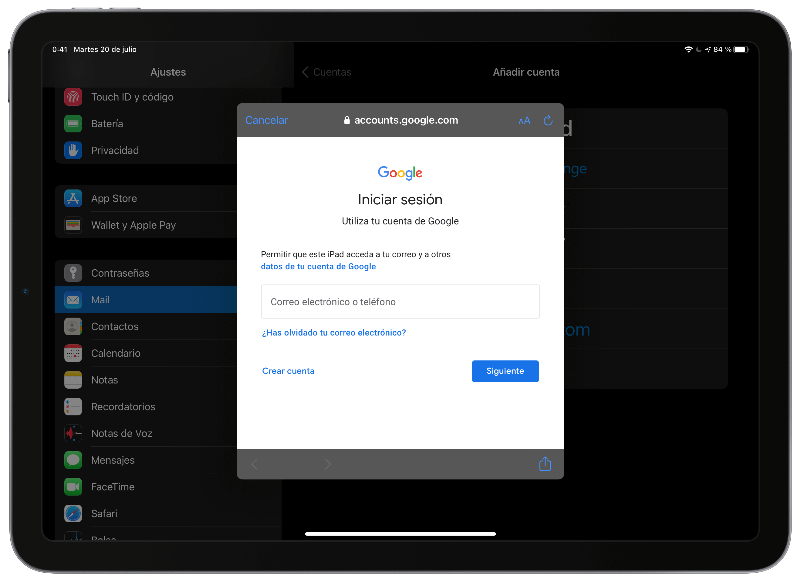 Añadir cuenta de Gmail en la app Mail para iOS y iPadOS Añadir cuenta de Gmail en la app Mail para iOS y iPadOS