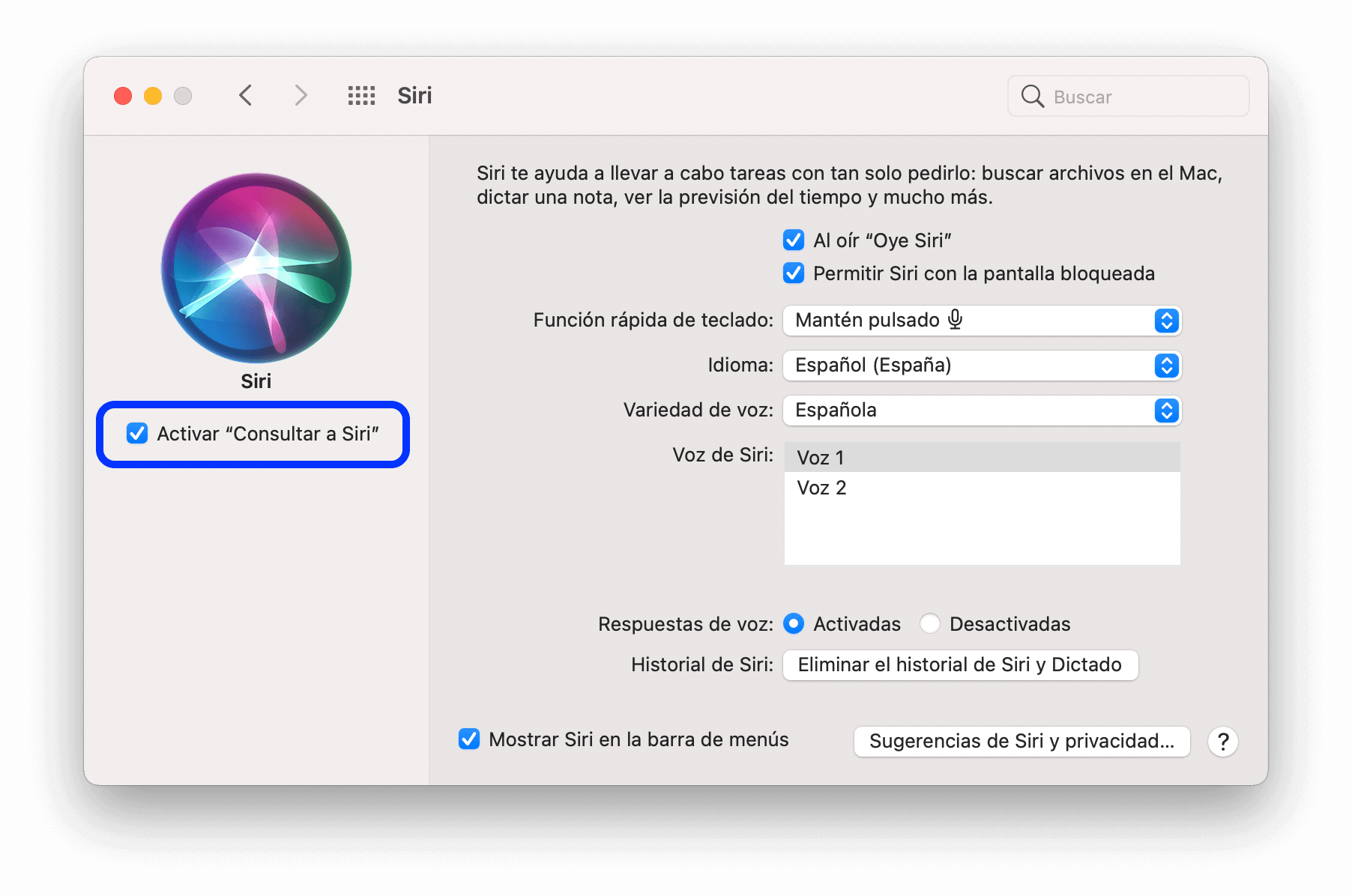 Desactivar Siri en Mac
