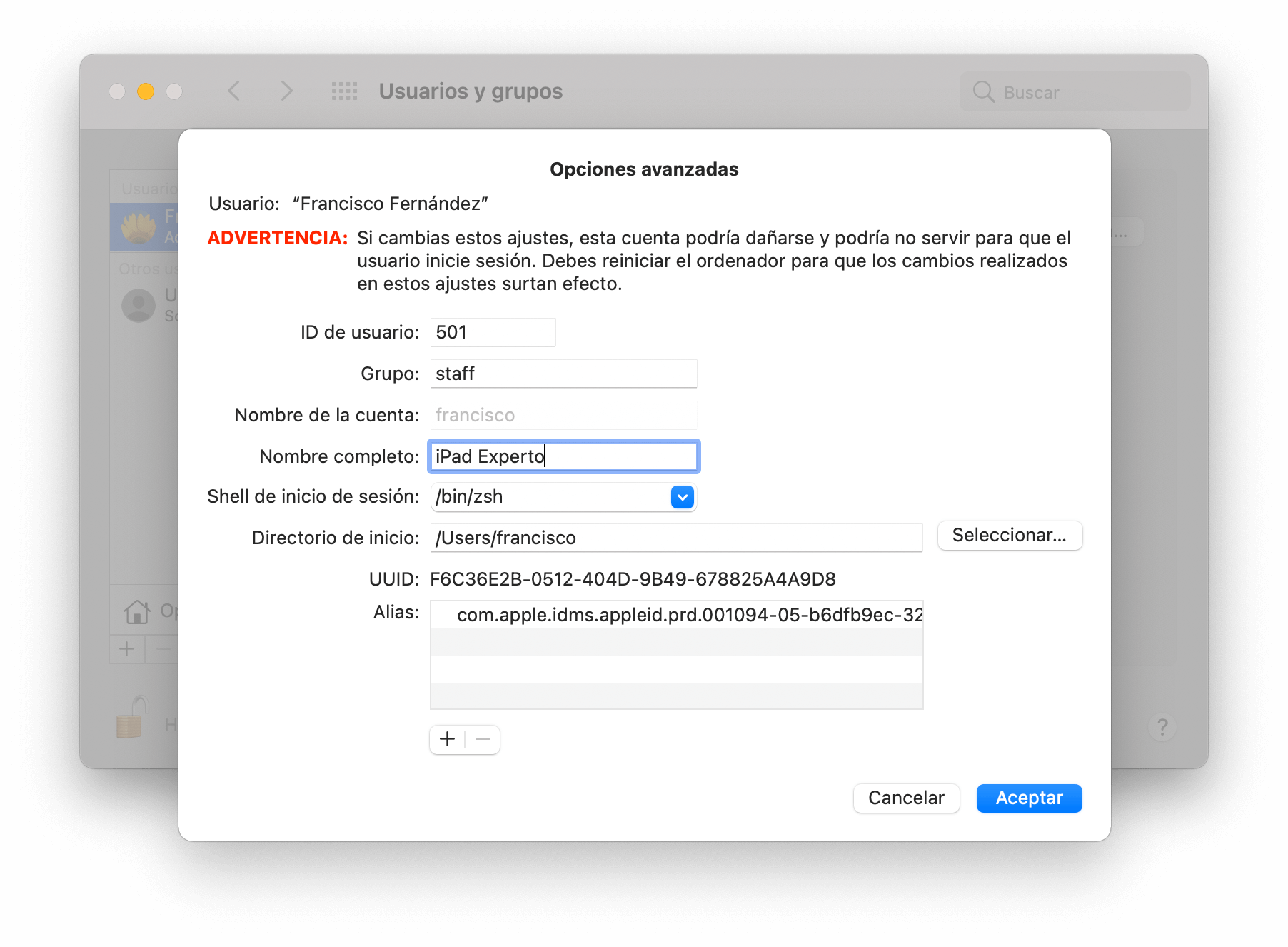 Cambiar el nombre de usuario en Mac Cambiar el nombre de usuario en Mac