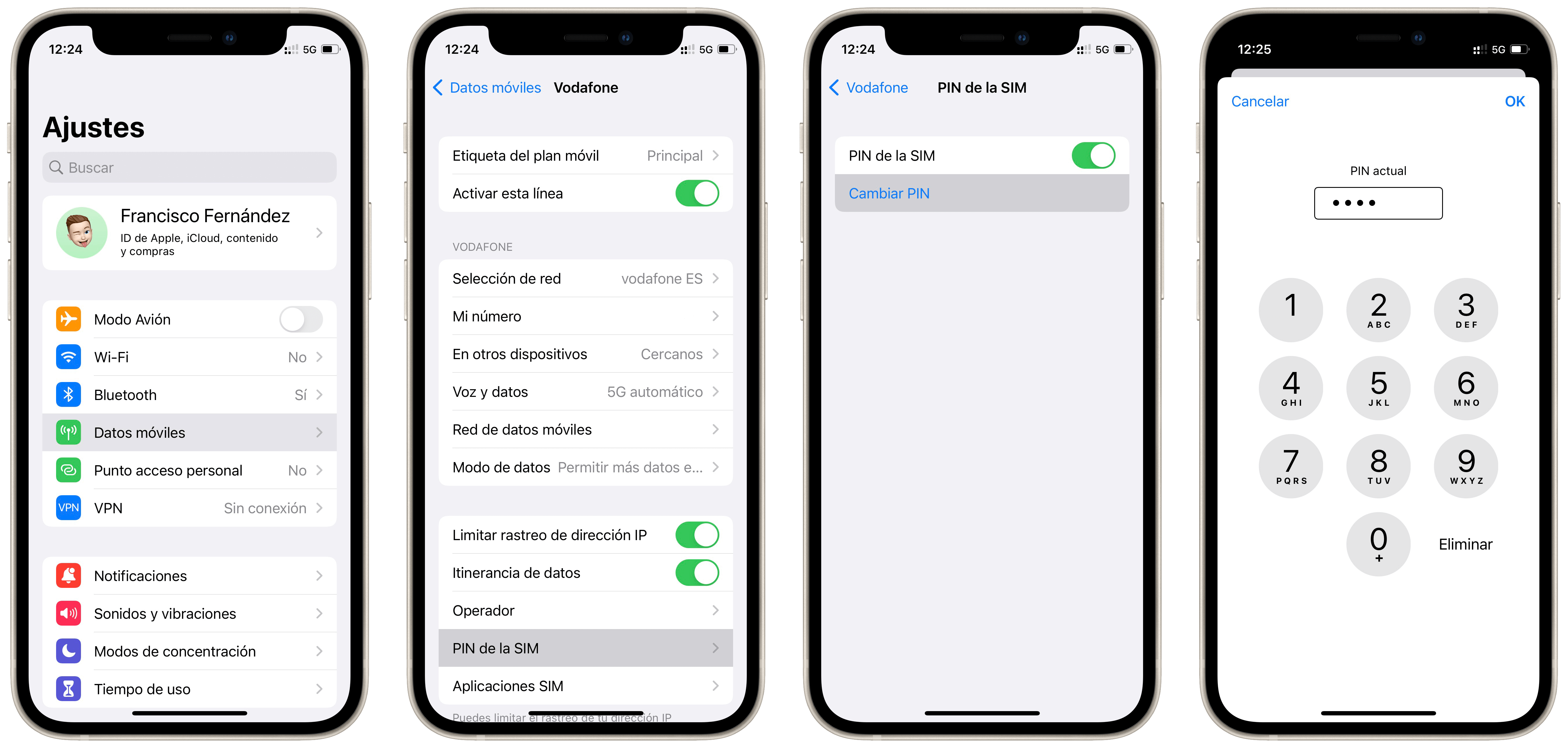 Cambiar el código PIN de la tarjeta SIM en el iPhone