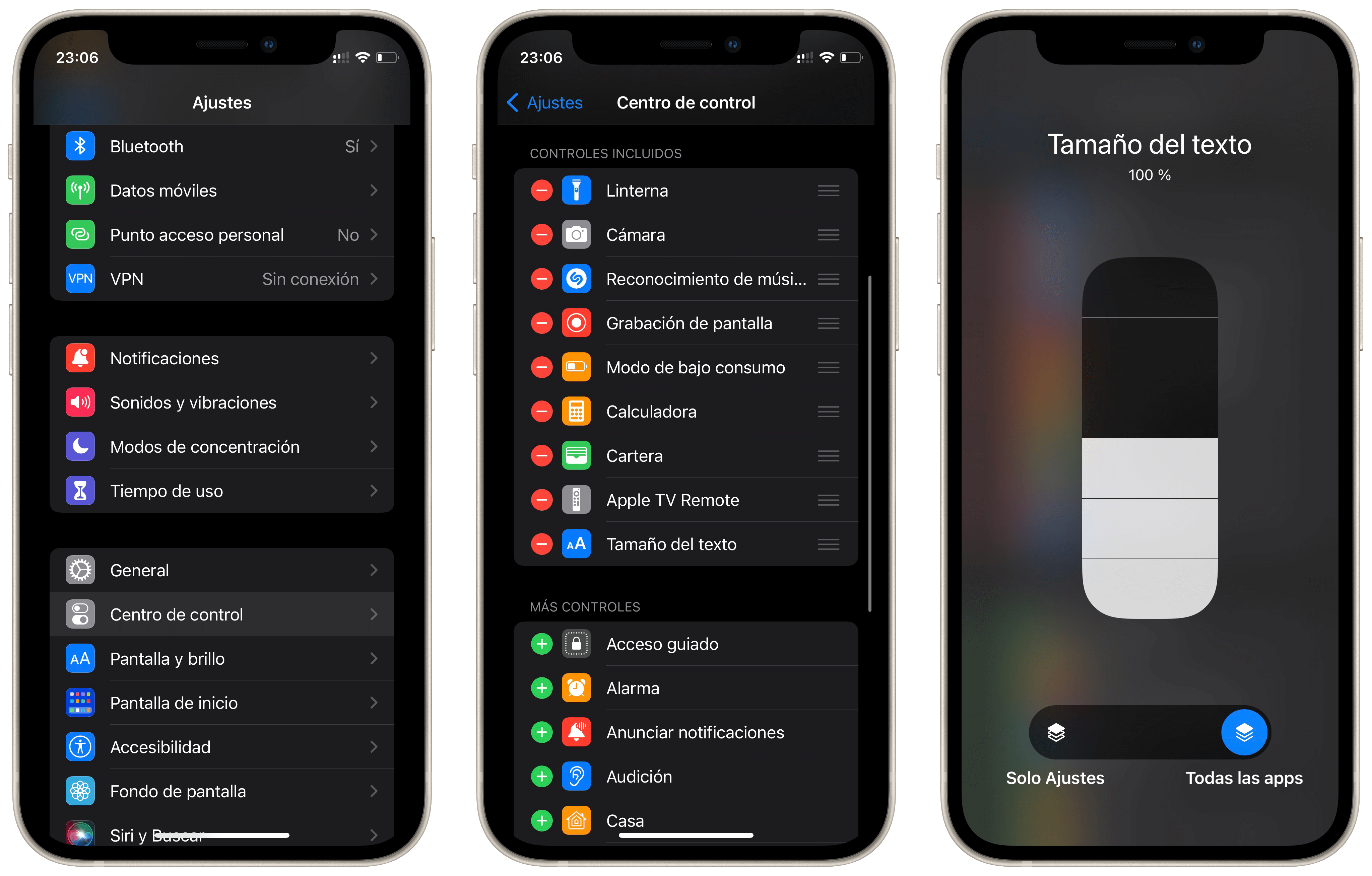 Cambiar el tamaño del texto en el iPhone Cambiar el tamaño del texto en el iPhone