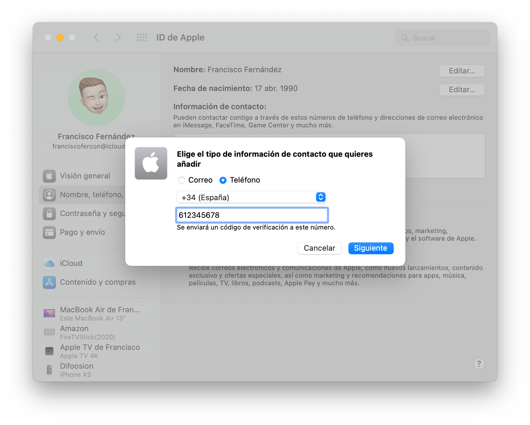 Cambiar número de teléfono del ID de Apple desde Mac Cambiar número de teléfono del ID de Apple desde Mac