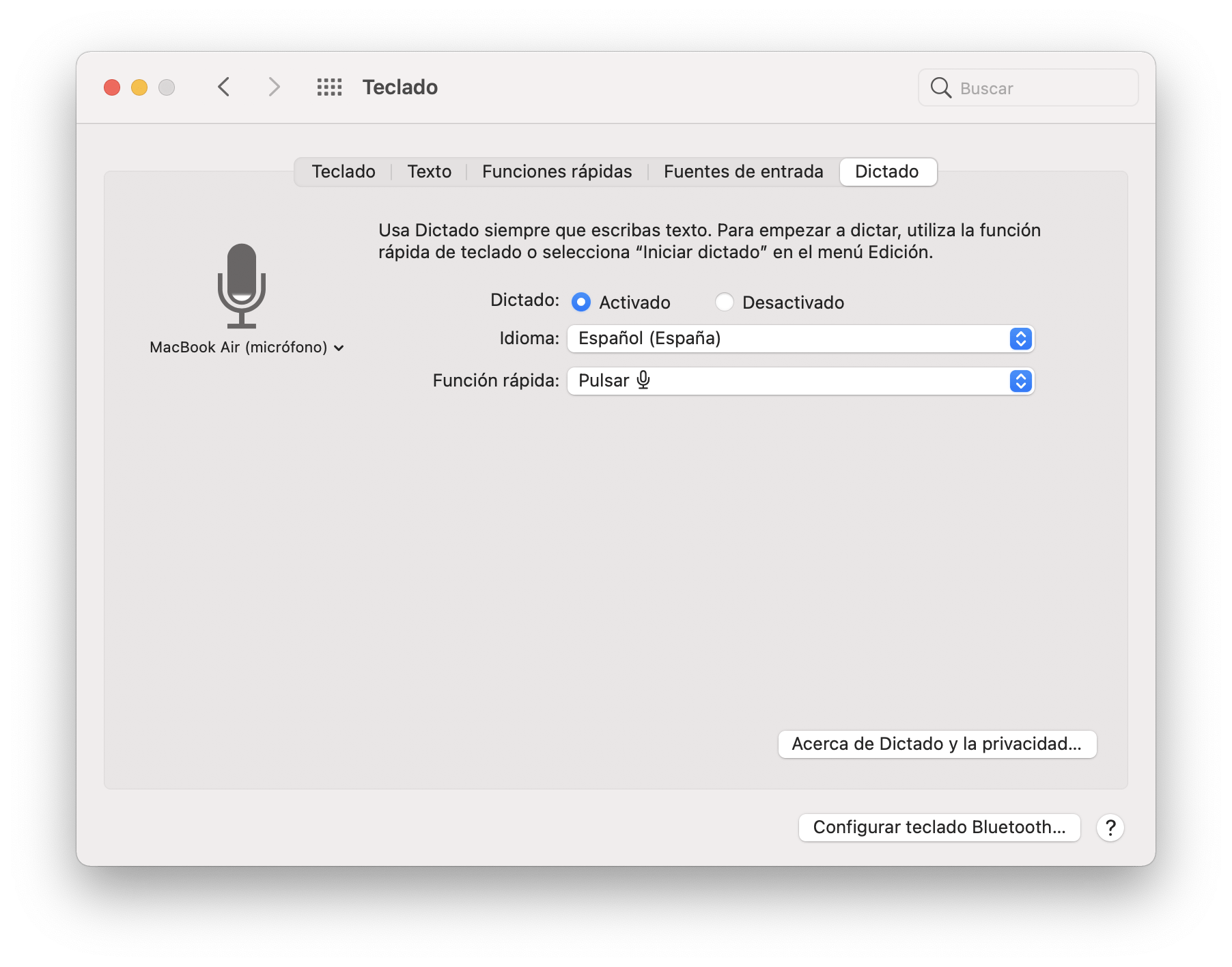 Activar el dictado de voz en Mac Activar el dictado de voz en Mac