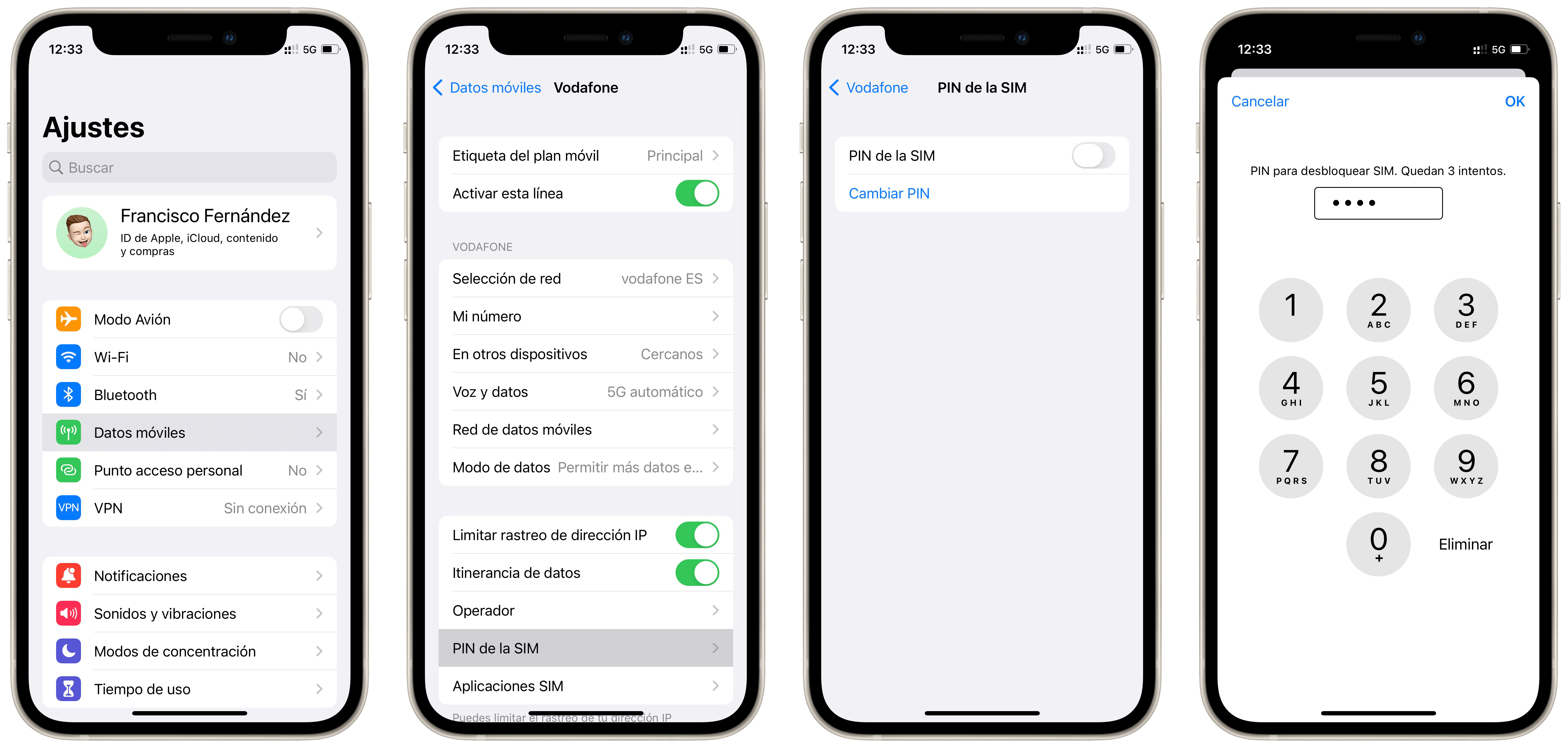 Desactivar el código PIN de la tarjeta SIM en el iPhone
