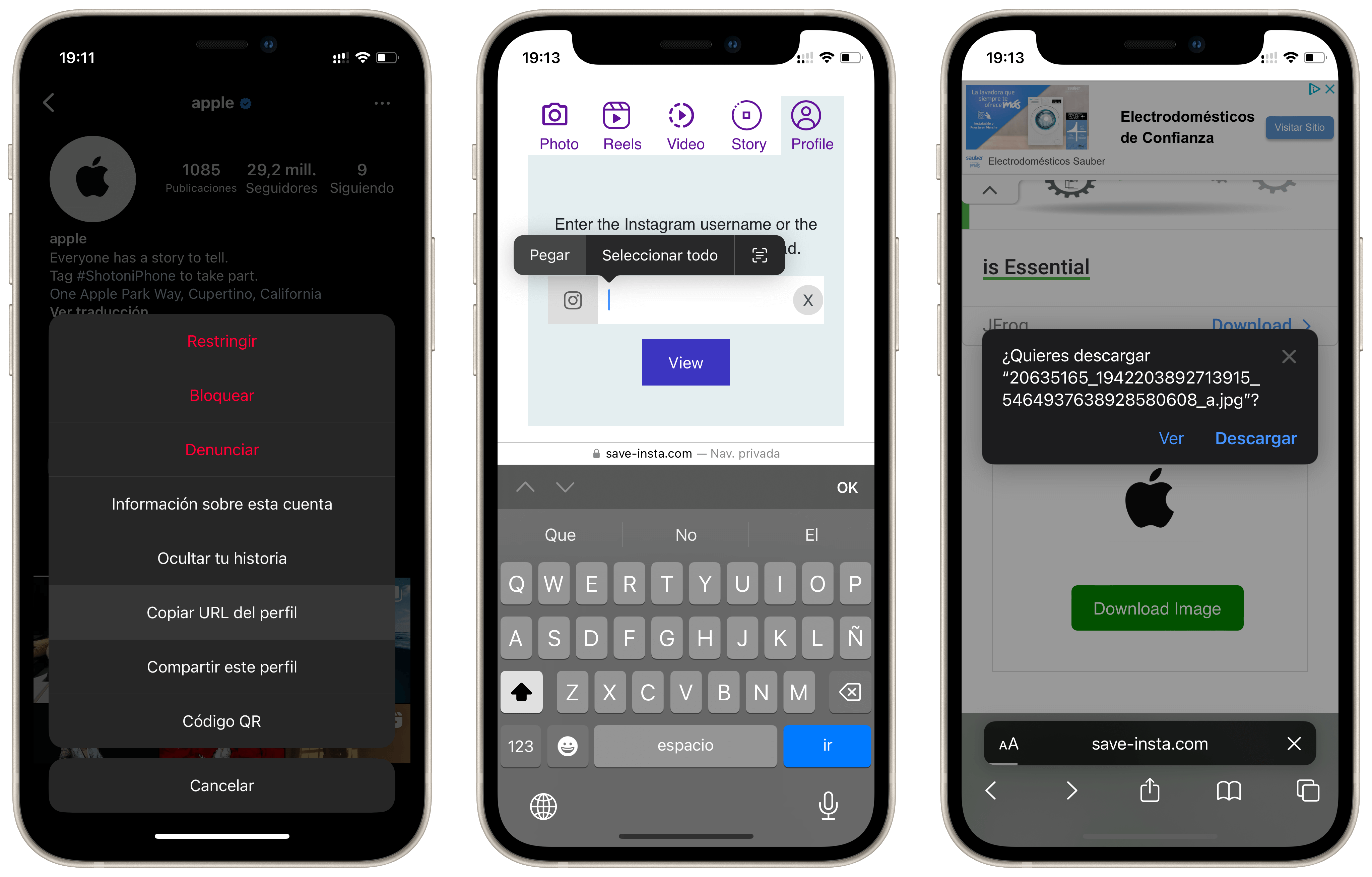 Descargar foto de perfil de Instagram en iPhone Descargar foto de perfil de Instagram en iPhone