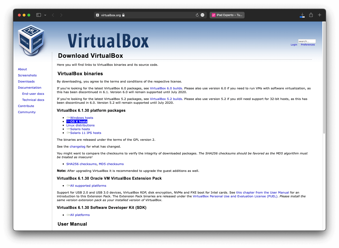 Descargar VirtualBox para macOS