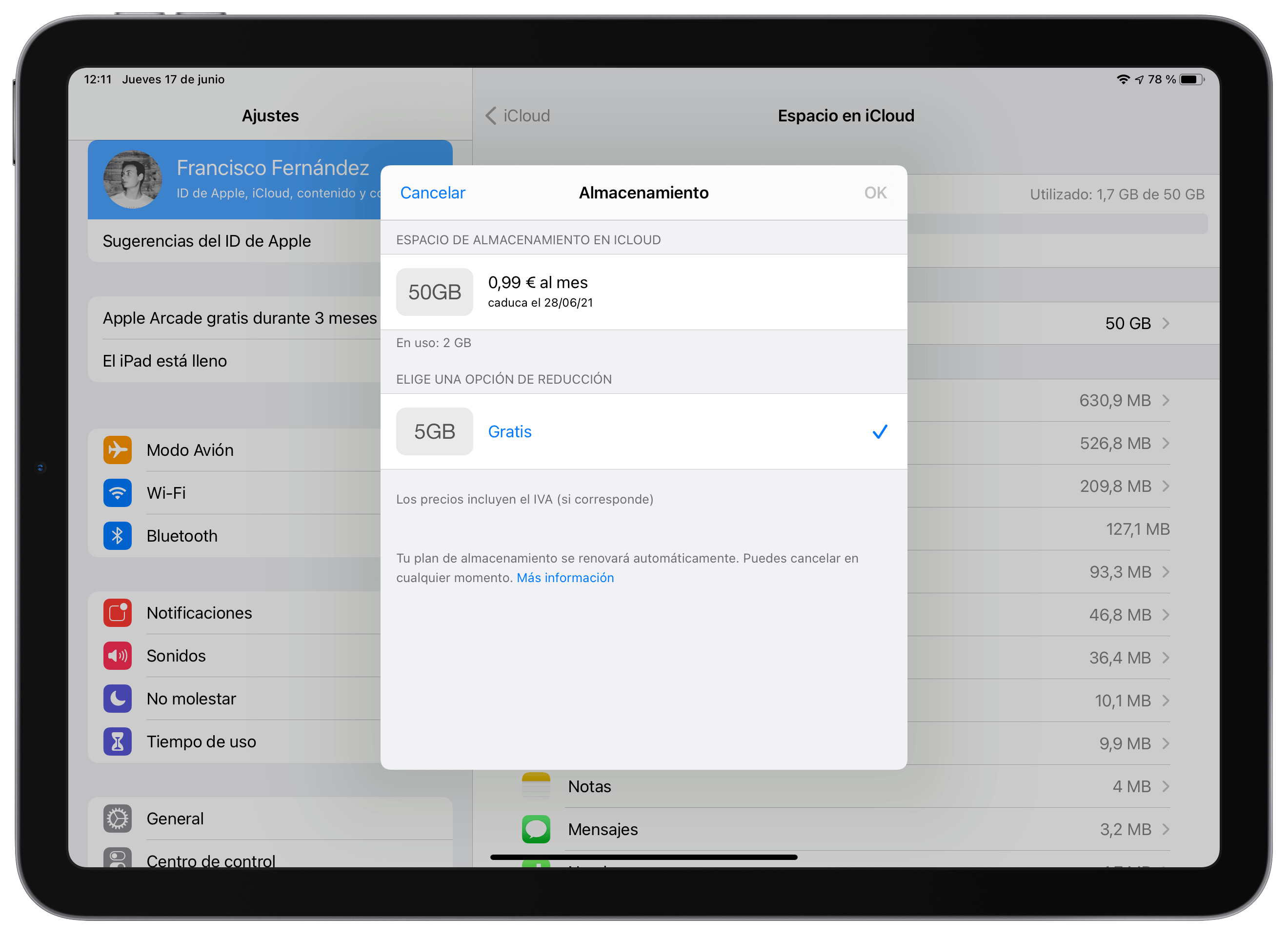 Cancelar plan de pago de iCloud