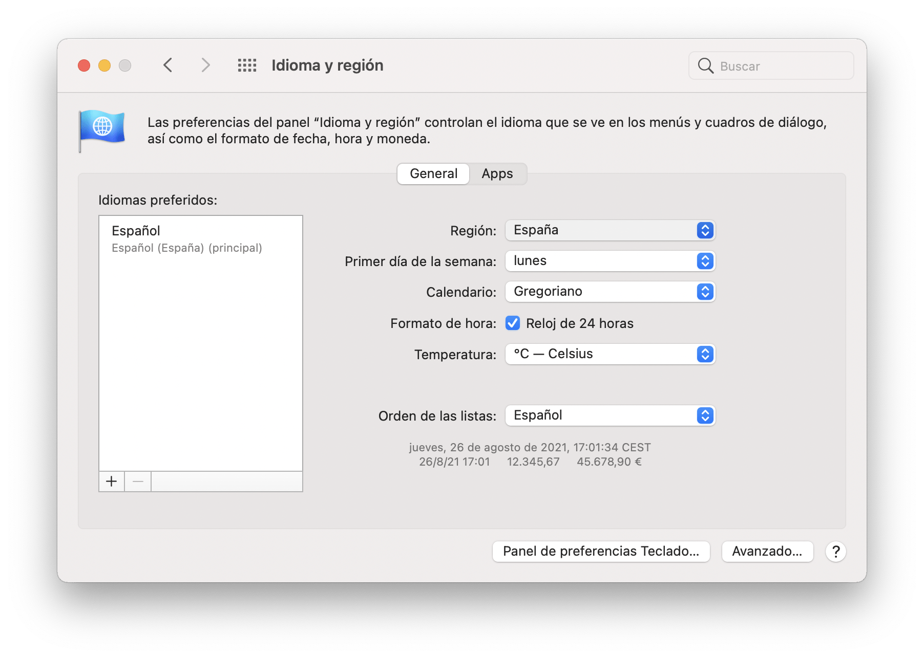 Cambiar la región en Mac