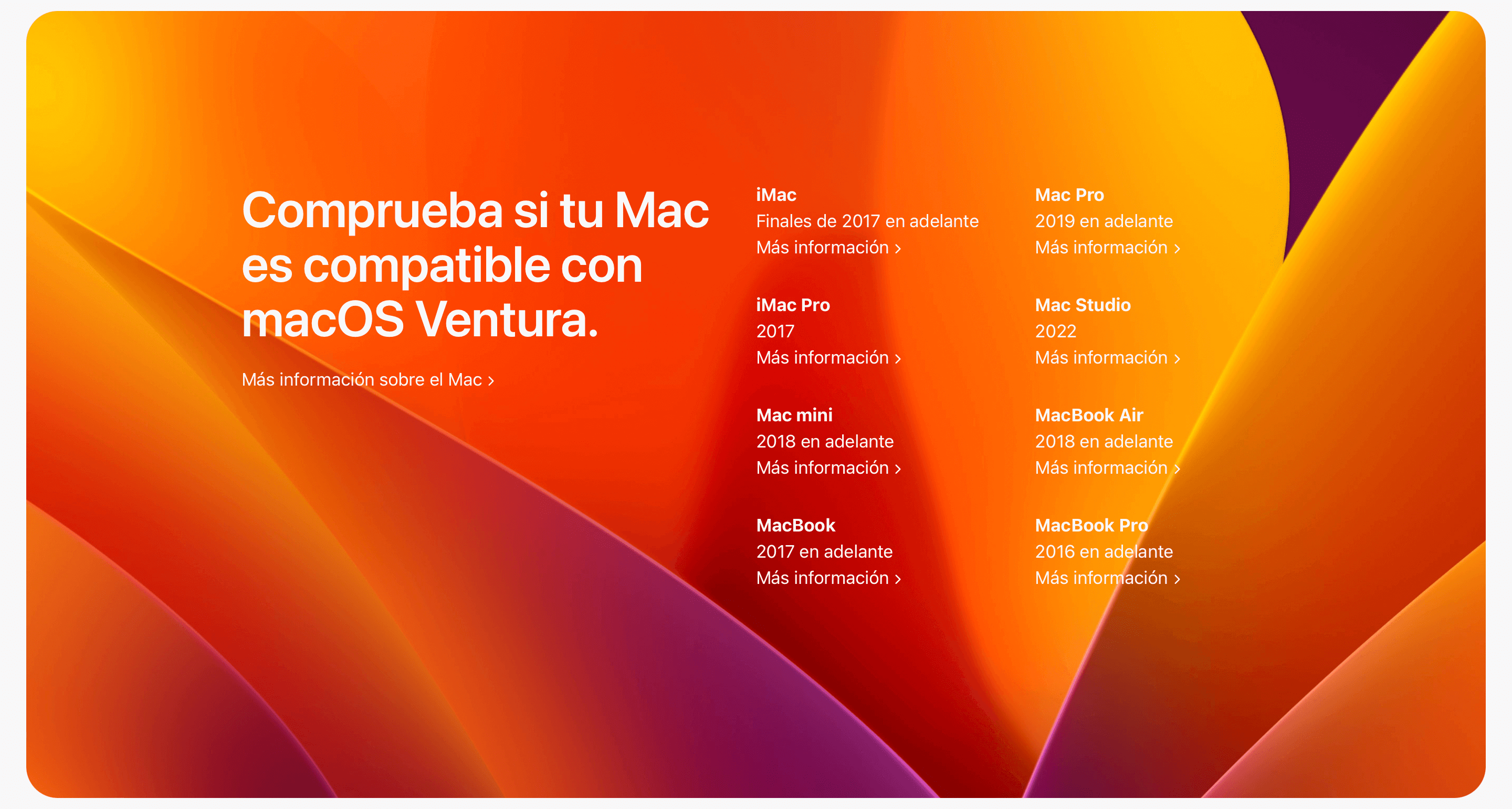 macOS Ventura: compatibilidad
